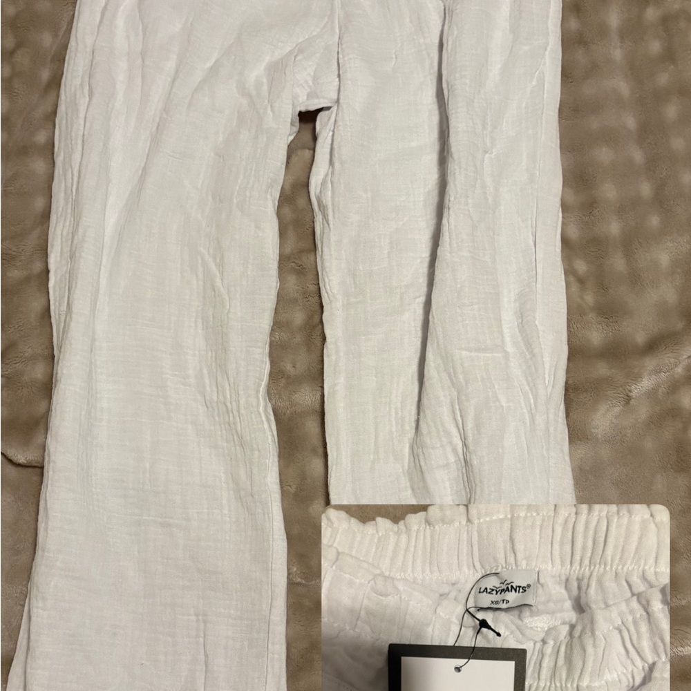 LazyPants Women's White Wide Leg Pants
